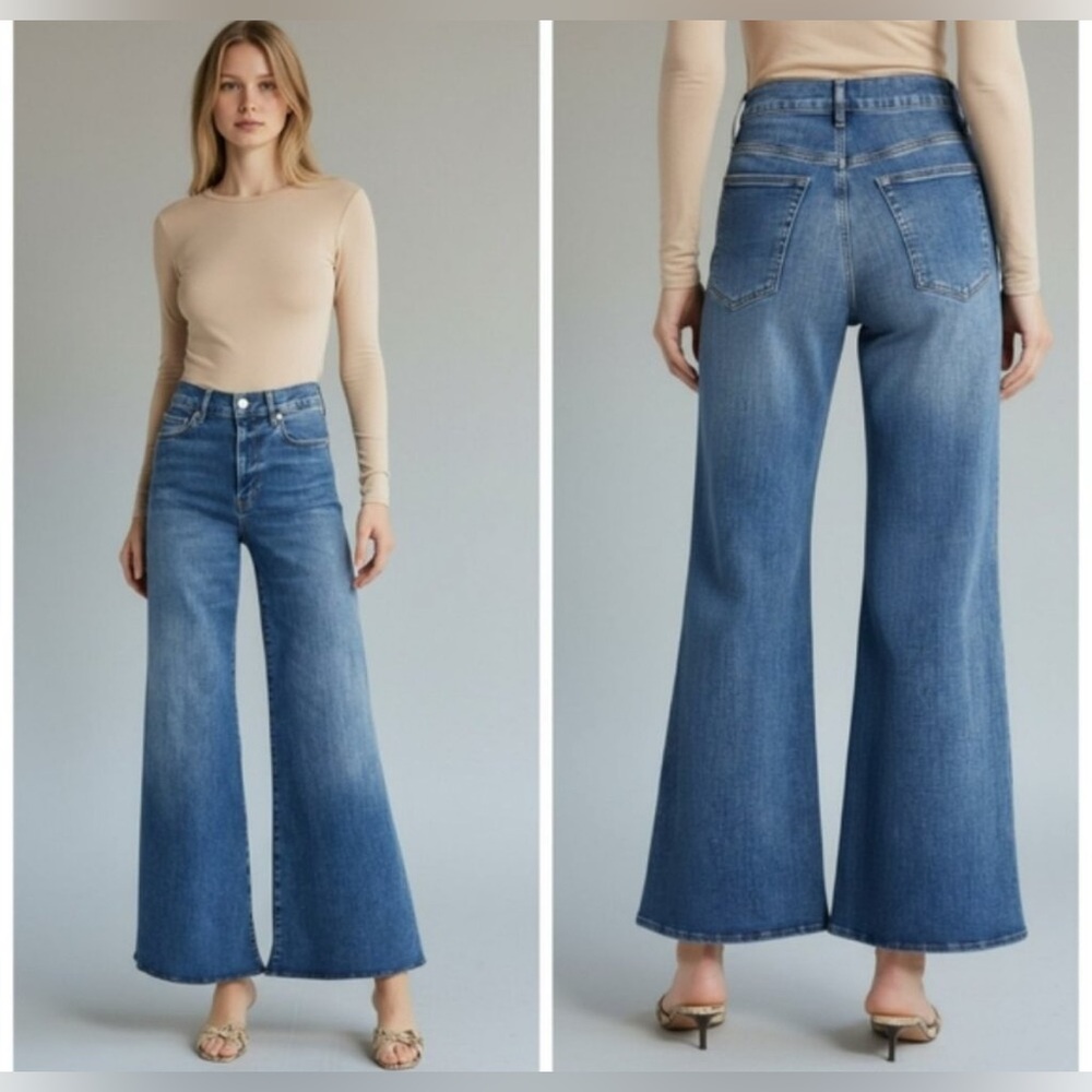 EUC Frame Le Palazzo Crop Wide Leg Jeans